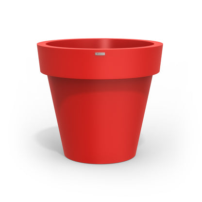 A large red planter pot made by Modscene New Zealand.