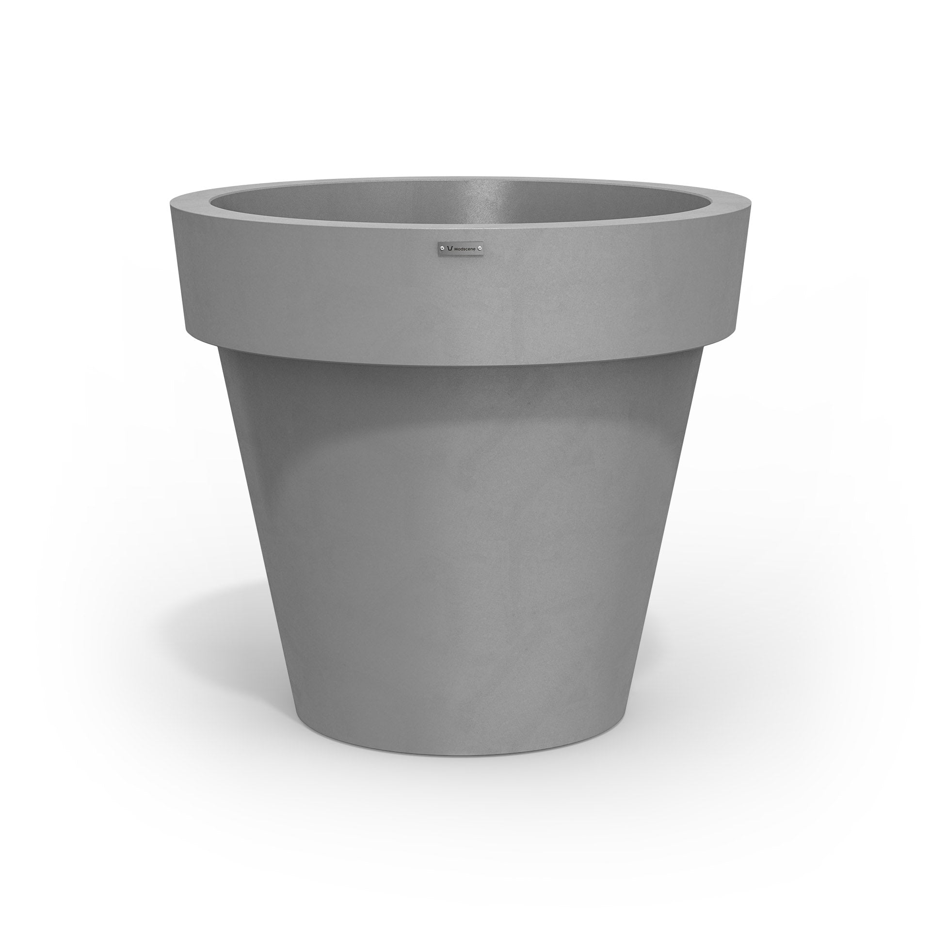 Large Modscene plastic planter pot in a light grey colour with a concrete look.