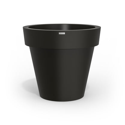 Black Modscene plastic planter pot that is large in size. NZ made.