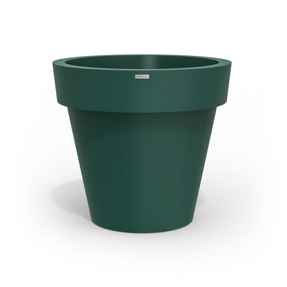 A large planter pot in an emerald green colour made by Modscene NZ.