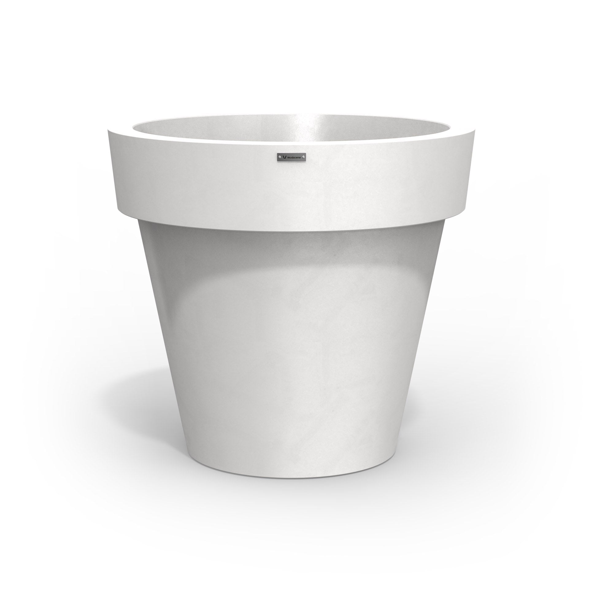 Large Modscene plastic planter pot in a matte white colour. NZ made.