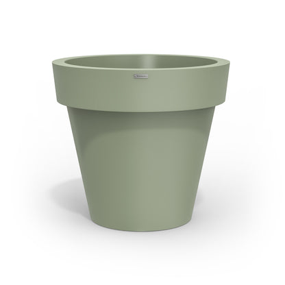 A large planter pot in a moss green colour made by Modscene NZ.