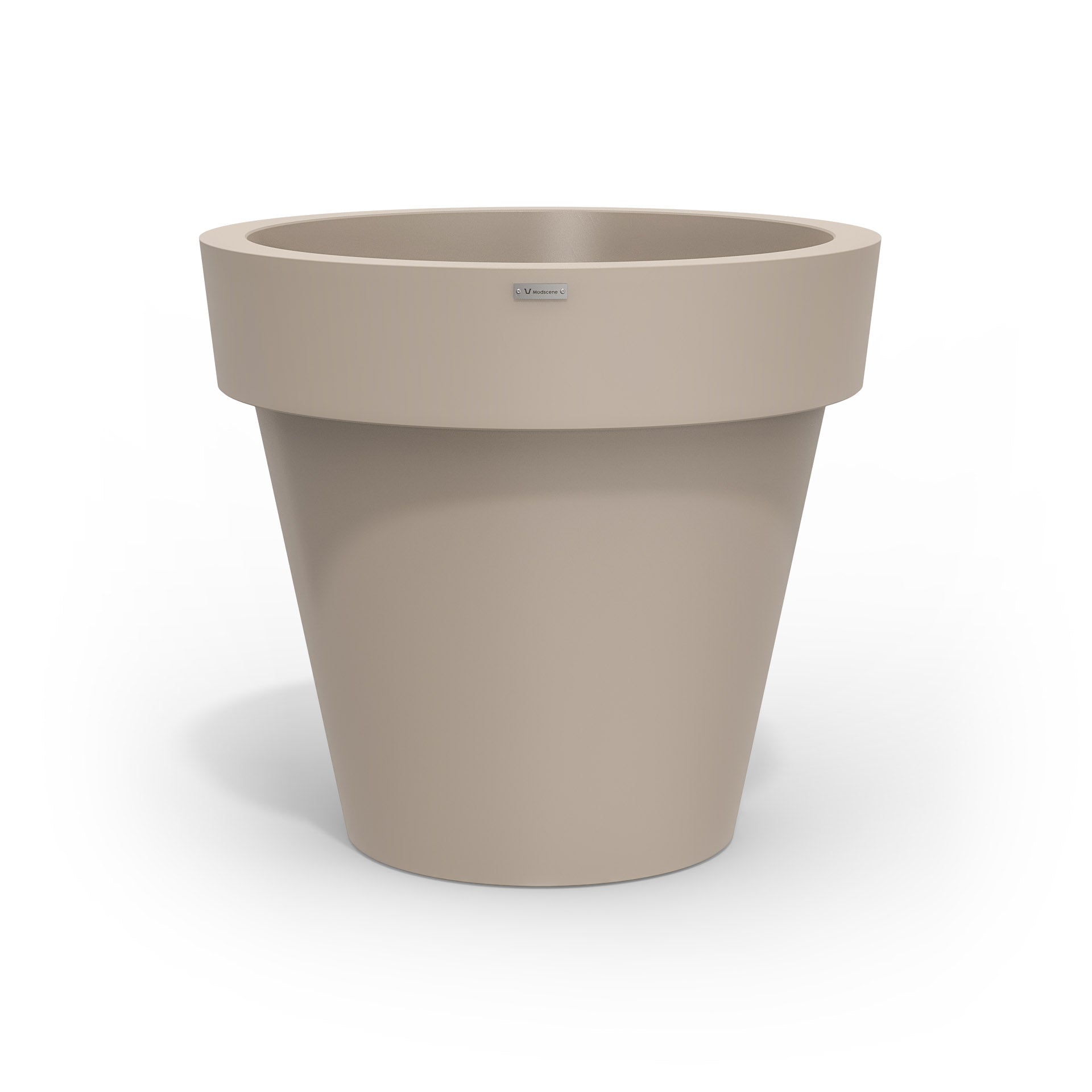 A large planter pot in a sandstone colour made by Modscene NZ.