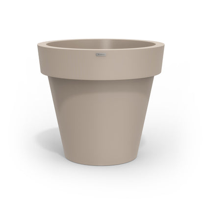 A large planter pot in a sandstone colour made by Modscene NZ.