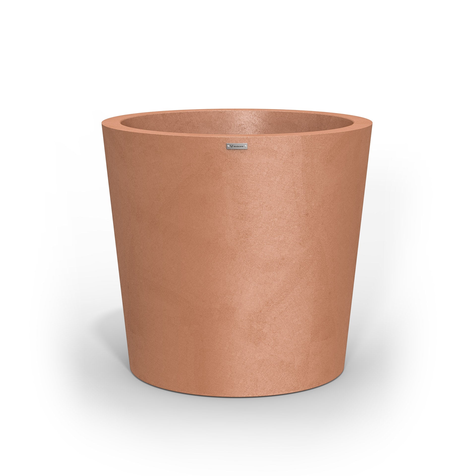 A large Modscene pot planter in a rustic terracotta colour.