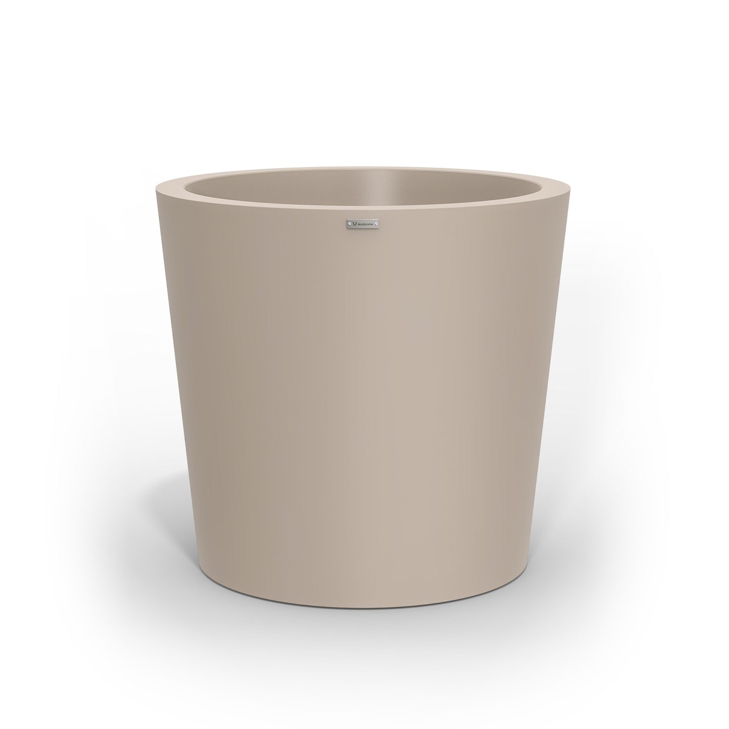 A large Modscene pot planter in a sand stone colour.