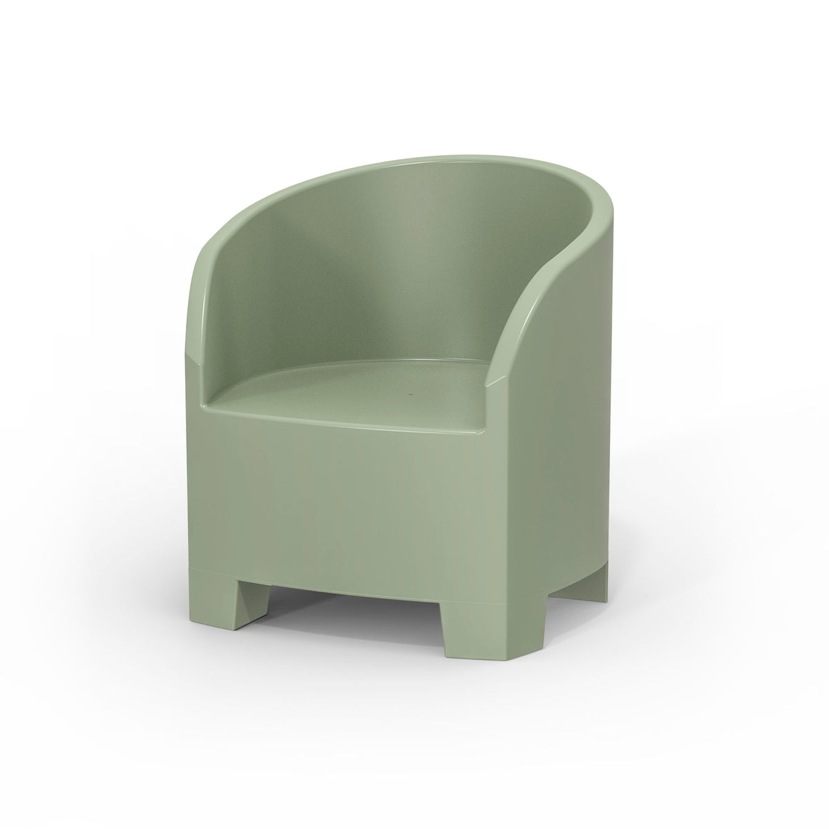 Studio shoot of Modscene outdoor tub chair in Moss green. White background.