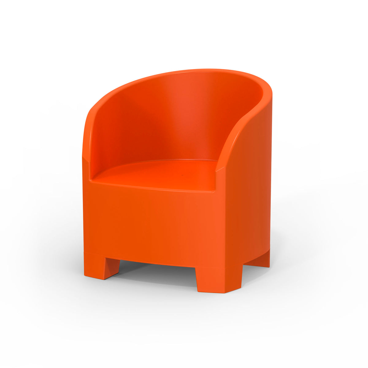 Studio shoot of Modscene outdoor tub chair in Orange. White background.