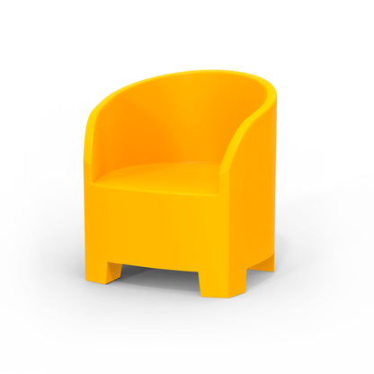 Studio shoot of Modscene outdoor tub chair in Canary yellow. White background.