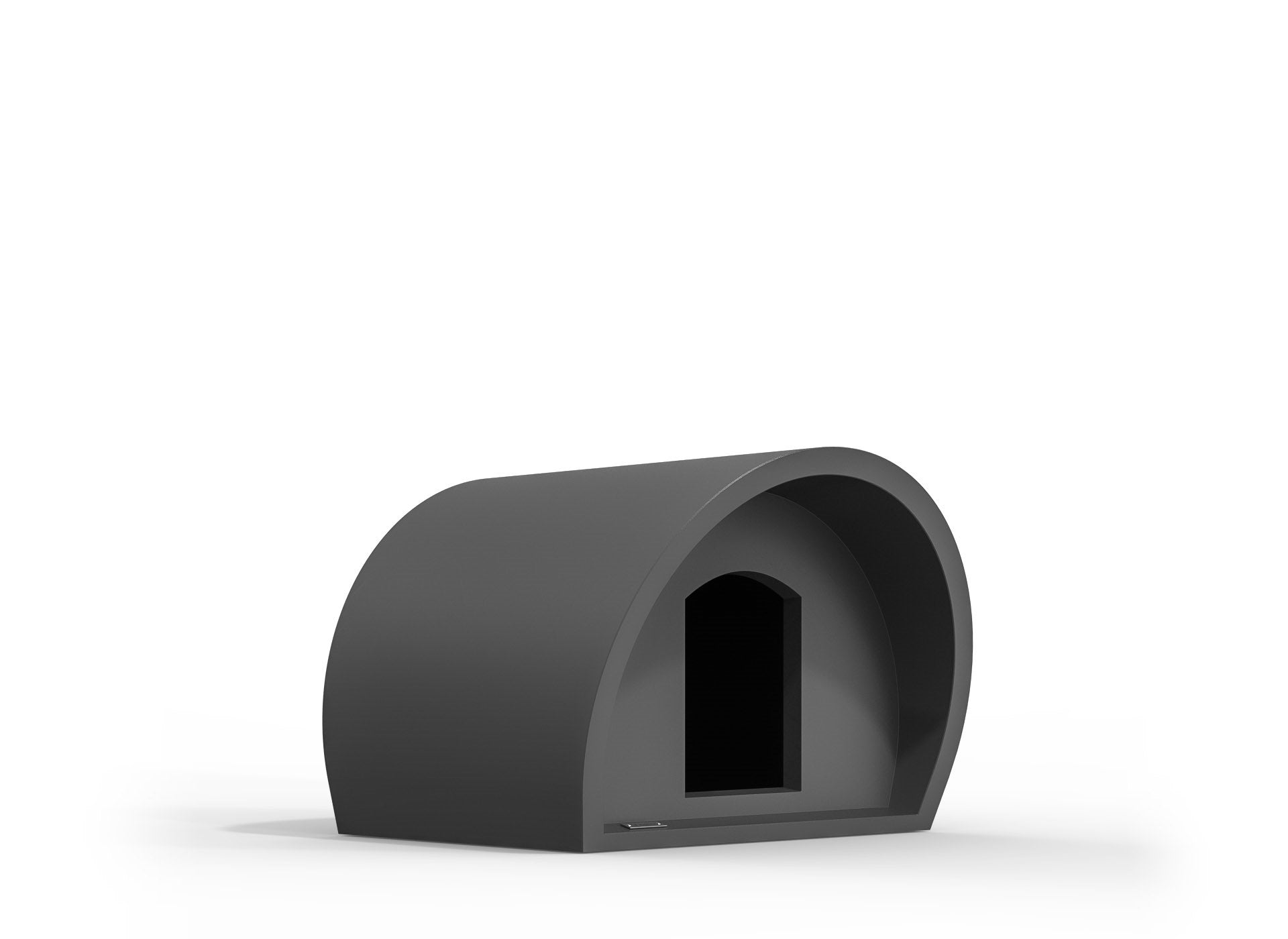 A small Modscene dog kennel in a dark grey colour.